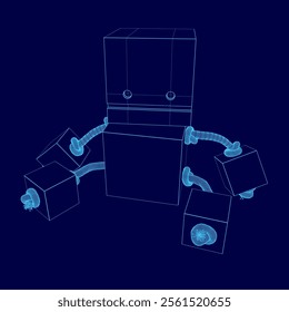 Baby Blocks toy wireframe vector illustration. 3D