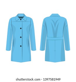 Baby blue autumn coat isolated vector on the white background
