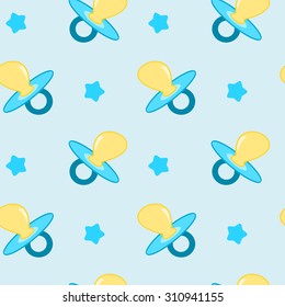 baby blue background seamless vector pattern with pacifier