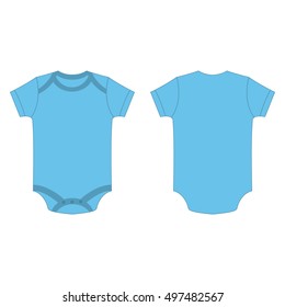 baby blue color baby bodysuit romper isolated vector on the white background