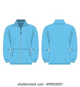 Baby Blue Color Fleece Outdoor Jacket Isolated Vector On The White Background