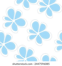 The baby blue flowers pattern on on white background, seamless pattern, is repeatable