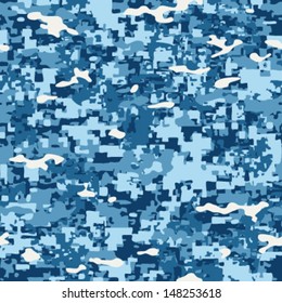 Baby Blue Ocean Camouflage Seamless Background Pattern