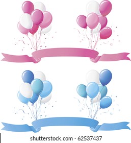 Baby Blue And Baby Pink Balloons And Banner