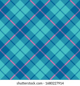Baby blue pink pastel color plaid seamless pattern. Vector illustration.