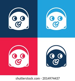 Baby blue and red four color minimal icon set