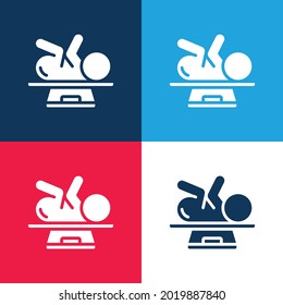 Baby blue and red four color minimal icon set