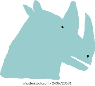 Baby Blue Rhino Head illustration