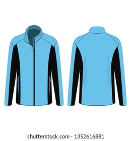 Baby blue sport winter zipped fleece jacket isolated vector on the white background