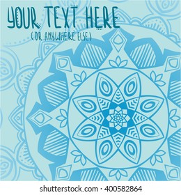 Baby blue tender mandala postcard vector
