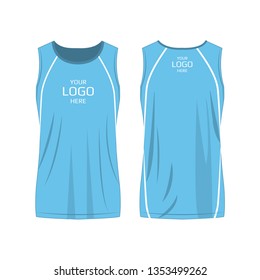 Baby blue with white strip sport tank top isolated vector on the white background