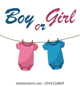 Baby body girl baby boy gender reveal. Gender party. Birthday, holiday, congratulations, concept of invitation. Vector illustration for banner, postcard.