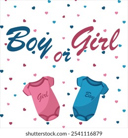 Baby body girl baby boy gender reveal. Gender party. Birthday, holiday, congratulations, concept of invitation. Vector illustration for banner, postcard.