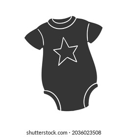 Baby Body Star Icon Silhouette Illustration. New Born Clothes Vector Graphic Pictogram Symbol Clip Art. Doodle Sketch Black Sign.