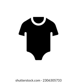 Baby bodysuit black glyph ui icon. Sleepwear for kid. Infant clothes. User interface design. Silhouette symbol on white space. Solid pictogram for web, mobile. Isolated vector illustration