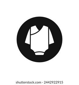 Baby bodysuit black and white vector icon