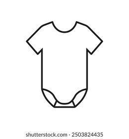 Baby bodysuit. Baby body onesie with short sleeves. Vector. Line style.