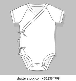 Baby Bodysuit Crossover Raglan Flat Sketch Stock Vector (Royalty Free ...