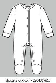 Baby bodysuit design. Baby clothes Flat Sketch