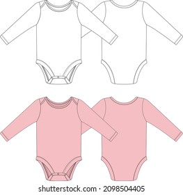 Baby bodysuit with full sleeve Flat Sketch