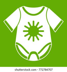 Baby bodysuit icon white isolated on green background. Vector illustration