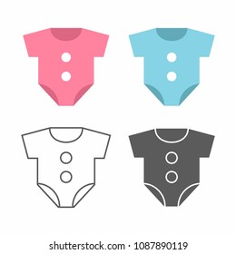 Baby Bodysuit Icons. isolated on white background 