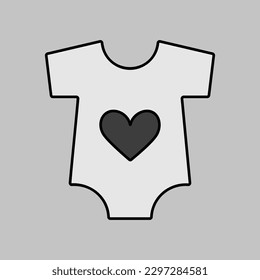 Baby bodysuit isolated vector grayscale icon. Baby Romper. Graph symbol for children and newborn babies web site and apps design, logo, app, UI