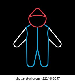 Baby bodysuit isolated vector on black background icon. Baby Romper. Graph symbol for children and newborn babies web site and apps design, logo, app, UI