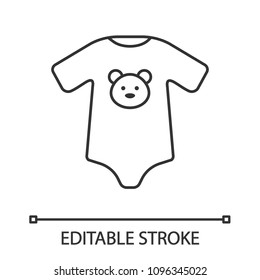 Baby bodysuit linear icon. Thin line illustration. Newborn baby clothes. Contour symbol. Vector isolated outline drawing. Editable stroke