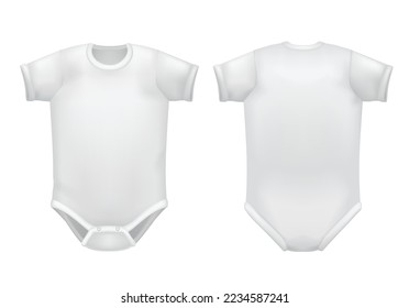 Baby Bodysuit Mockup. Baby Onesie in Realistic Style for Pattern Presentation Invitations Cards Banners Fliers. Vector Illustration