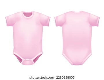 Baby Bodysuit Mockup. Baby Onesie in Realistic Style for Pattern Presentation Invitations Cards Banners Fliers. Vector Illustration