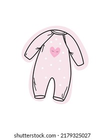 Baby bodysuit, newborn baby clothes, Cartoon sketch style doodle for icon, banner.