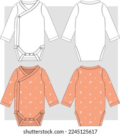 Baby bodysuit with side snap flat sketch