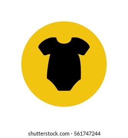 Baby bodysuit silhouette on the yellow background. Vector illustration