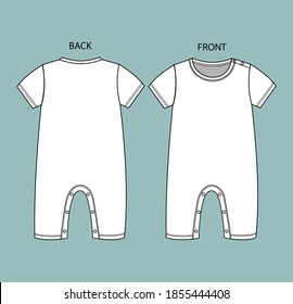 Baby Bodysuit Template. Baby Bodysuit front and back view.