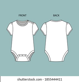 Baby Bodysuit Template. Baby Bodysuit front and back view.