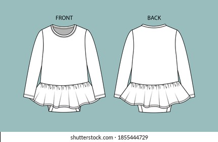 Baby Bodysuit Template. Babybodysuit-Vorder- und Rückseite.