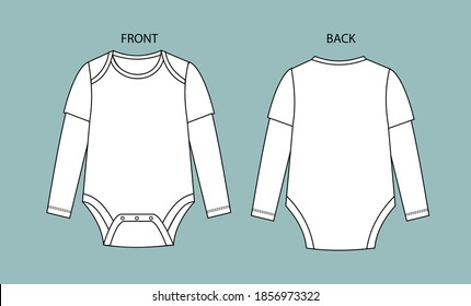 Baby Bodysuit Template. Babybodysuit-Vorder- und Rückseite.