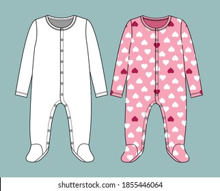 Baby Bodysuit Template. baby bodysuit with love pattern.