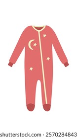 Baby bodysuit vector illustration in cartoon style. Red bodysuit clipart in flat design with a zipper running down. Baby clothing, baby element.