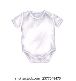 Ilustración vectorial de Baby Bodysuit. Dibujo mano de un video de enterizo con fondo blanco aislado. Dibujo acuarela de traje corporal. Esbozo de un blanco neutro de género para el diseño