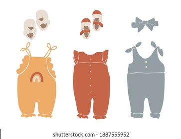 Baby Boho Clothes, Abstract Boho Clothes, Cute Minimal Wear For Children, Clothing Clipart, Vector Baby Set, Abstract Elements For Kids