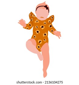 Baby boho portrait, nursery vector, abstract silhouette baby girl, abstract kids illustration, boho child design