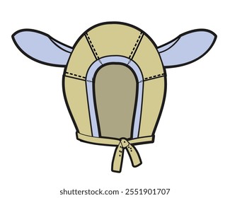 Baby bonnet hats technical flat drawing vector mockup template.