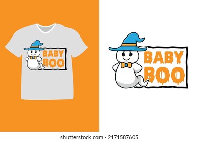 Baby Boo Baby Halloween Art T Shirt Design. Also For Mug, Bag, Poster, Card, 