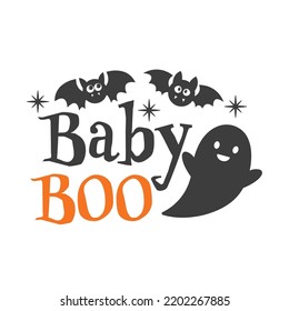 Baby Boo Halloween slogan inscription. Vector baby quotes. Illustration for Halloween for prints on t-shirts and bags, posters, cards. Isolated on white background.