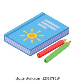 Vector isométrico del icono del libro del bebé. Mamá santa. Atención a la infancia