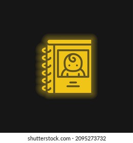 Baby Book yellow glowing neon icon