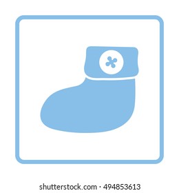 Baby bootie icon. Blue frame design. Vector illustration.
