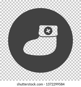 Baby bootie icon. Subtract stencil design on tranparency grid. Vector illustration.